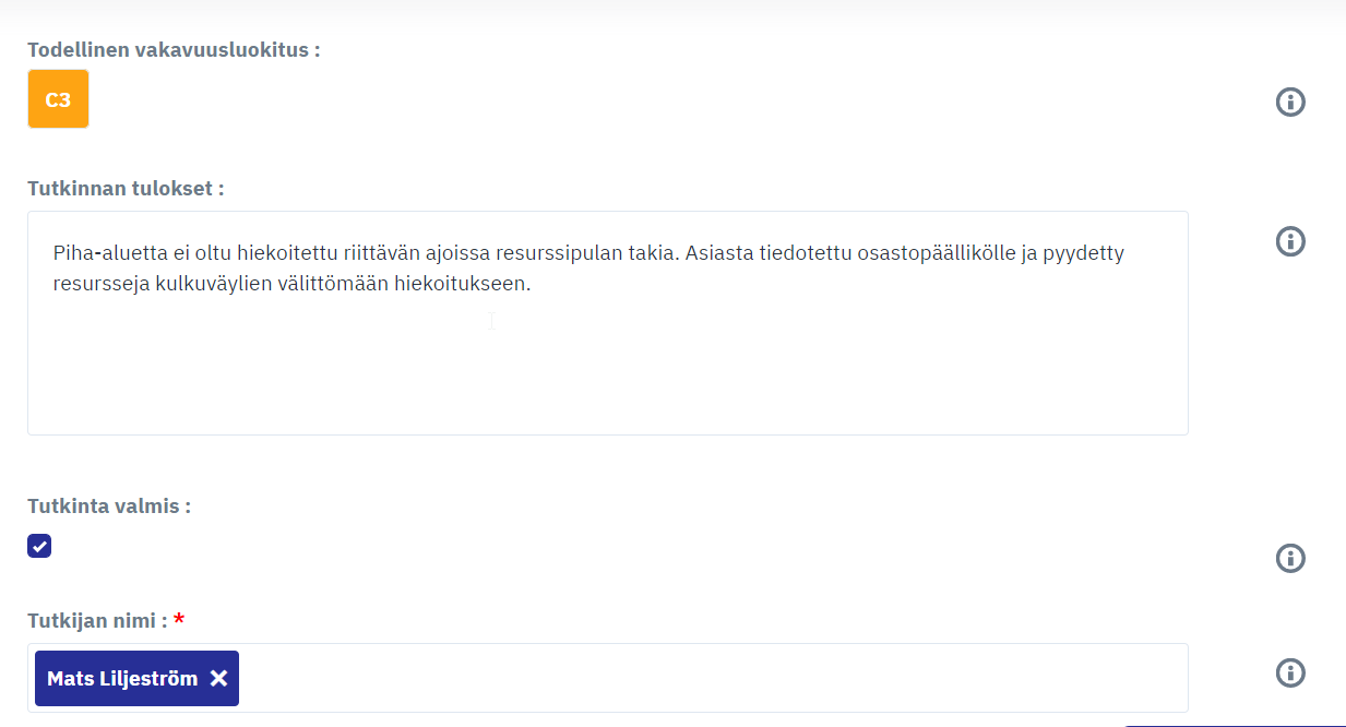 Tutkinnan tulos